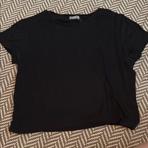 Reformation Black Cropped Tee - Size M